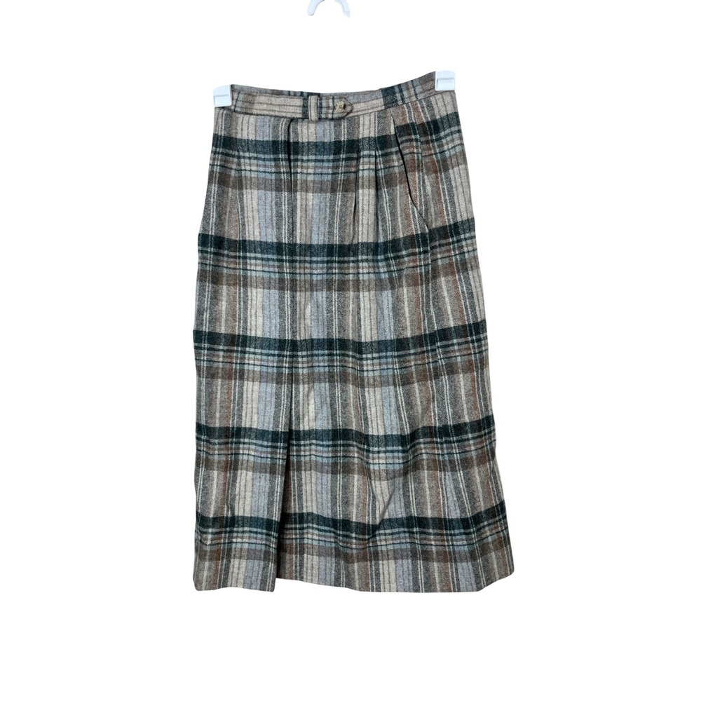 Gordon of Philadelphia Plaid Wool Skirt Womens Size 10 Pleated Midi Academia